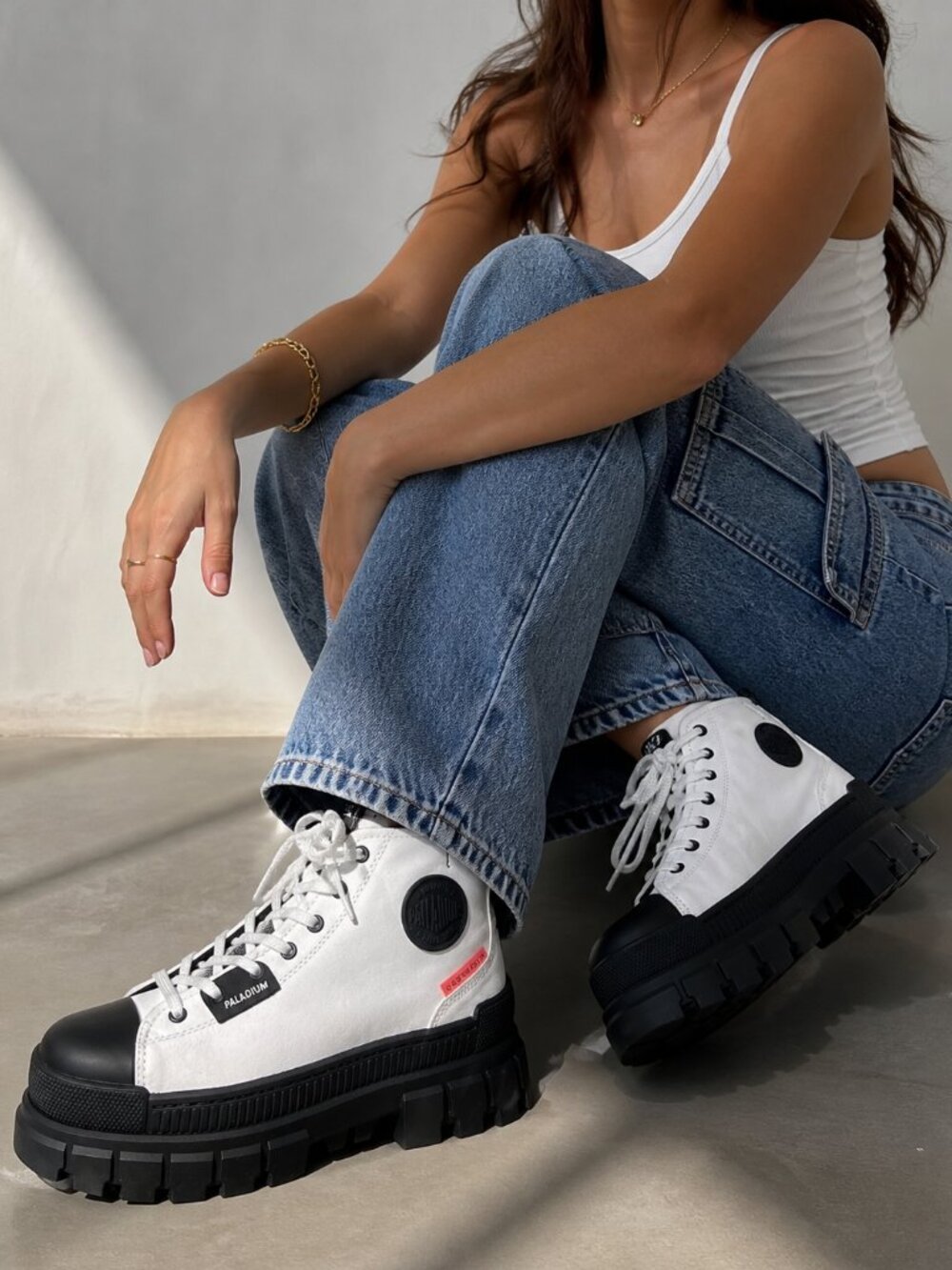 NIB Punk Palladium Revolt Platform Boot Size 7 Chunky Cyber Y2K Festival White